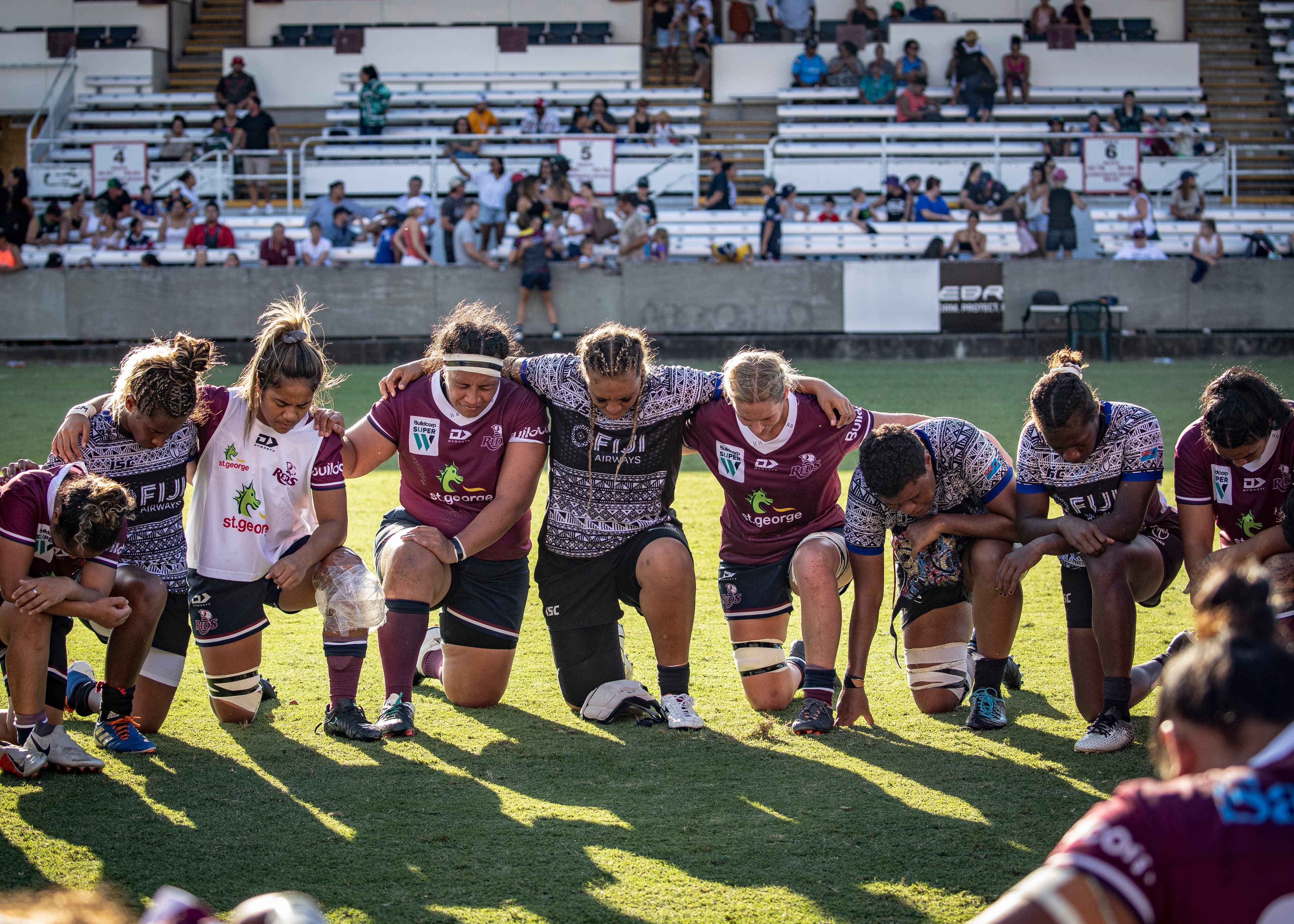 Fijiana Drua post a trial with the Queensland Reds in 2019. Photo: Brendan Hertel