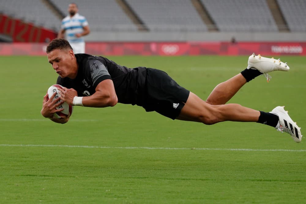 New Zealand's William Warbrick scores against Argentina on Day 1 of Tokyo 2020 (Photo Credit: Mike Lee)