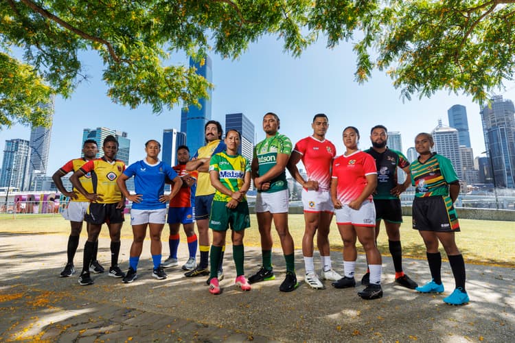 2022 Oceania Rugby Sevens Challenge Captains on the Brisbane River ahead of this weekend's tournament (credit Josh Woning, of J&A Photography, for Oceania Rugby) 