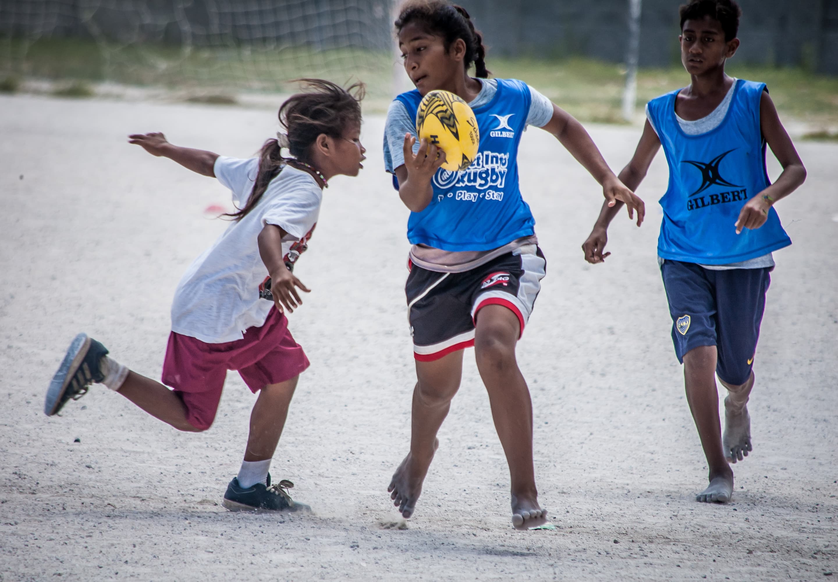 Girls involved in the Get into Rugby programme in Kiribati 