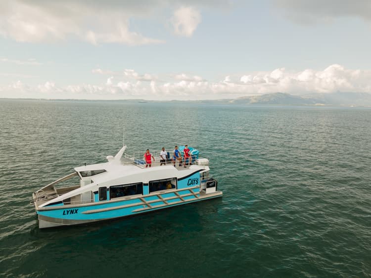 Oceania Rugby U20s Challenge Captains onboard ‘Lynx’, one of two brand new fast cats under South Sea Cats operated by South Sea Cruises.