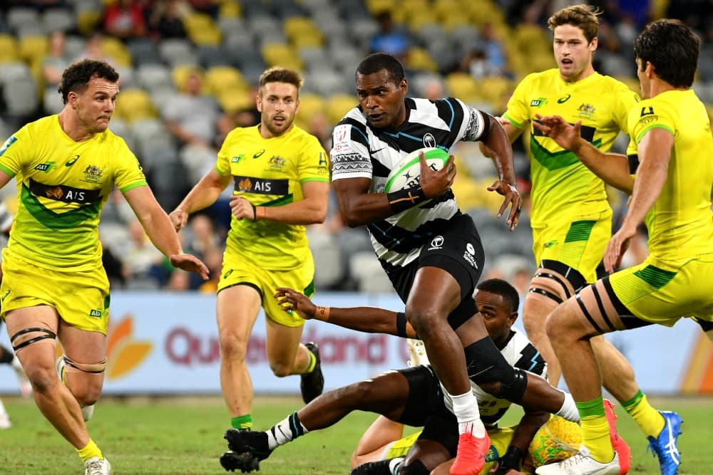 Fiji v Australia during day 2 of the PacificAus Sports Oceania Sevens