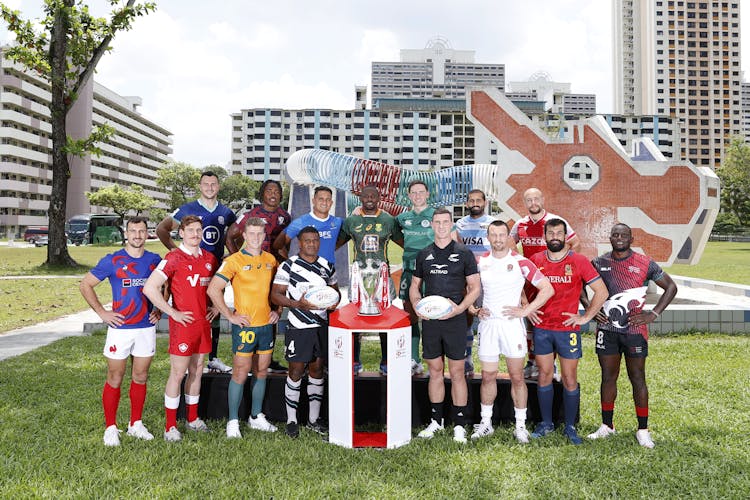 Team captains together at the Toa Payoh Dragon Playground ahead of the action at the 2022 Singapore Sevens
