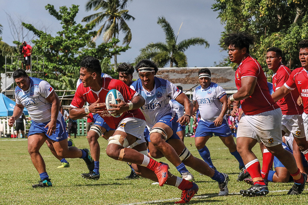 Tonga taking on Samoa at the 2018 Oceania Rugby U20s Trophy match at the Marist Park in Apia, Samoa in 2018.
