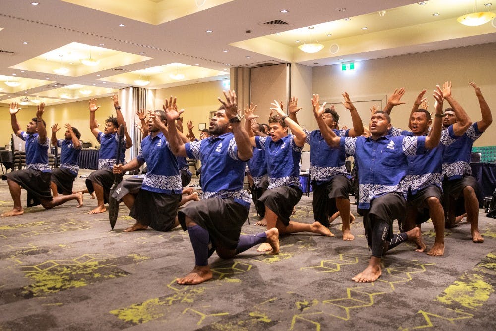 The Fijian Drua offering Na Bole (the challenge), which will occur before every home game. Photo: Fijian Drua Media
