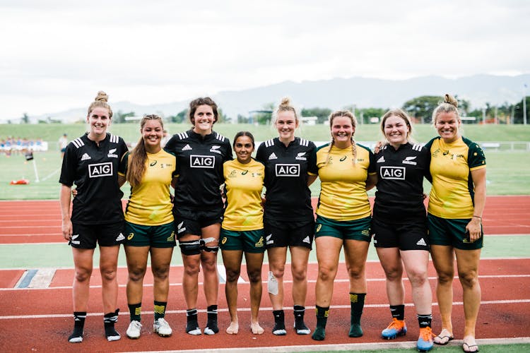 Rule (second from the left) following the Black Ferns Development v Australia A round 3 match during the 2019 Oceania Rugby Women's Championship in Lautoka, Fiji