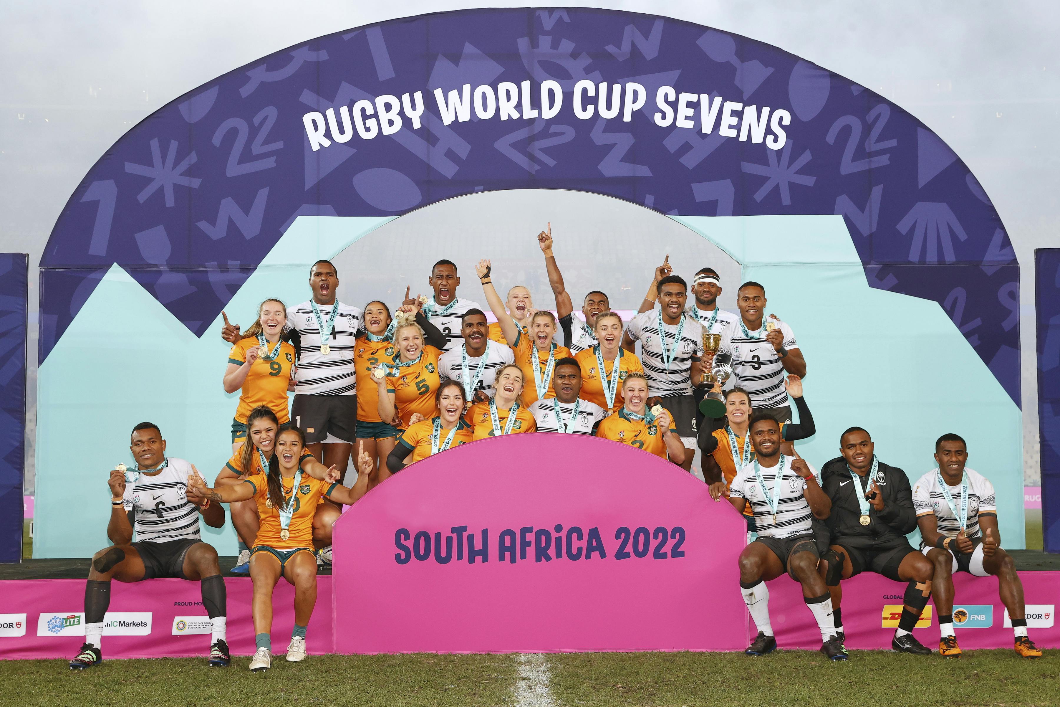 Australia and Fiji Celebrate Rugby World Cup Sevens Title Wins (Photo: Mike Lee for World Rugby)